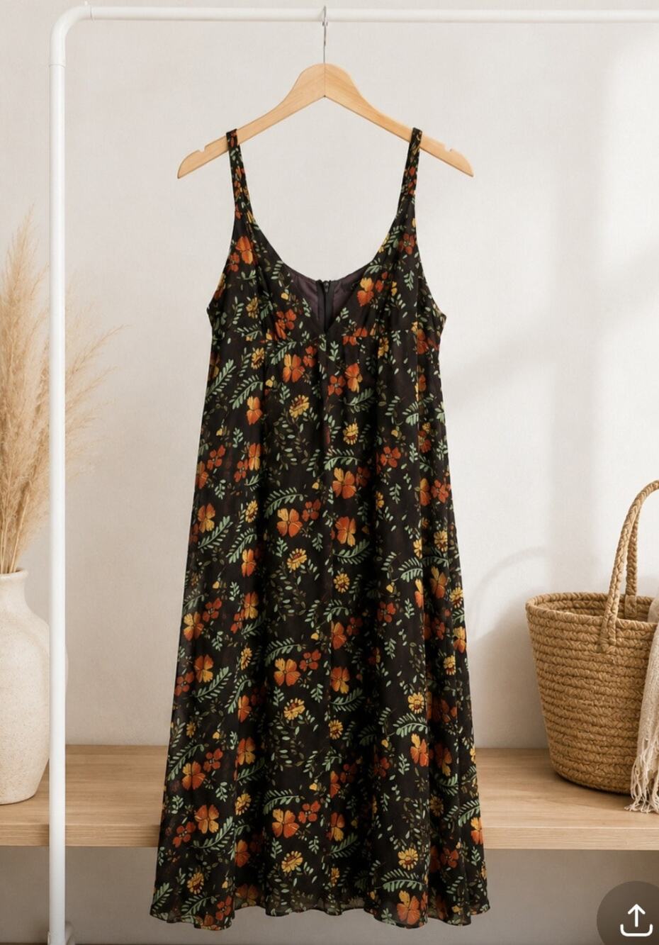 Saja Silk Brown Floral Dress Size 8